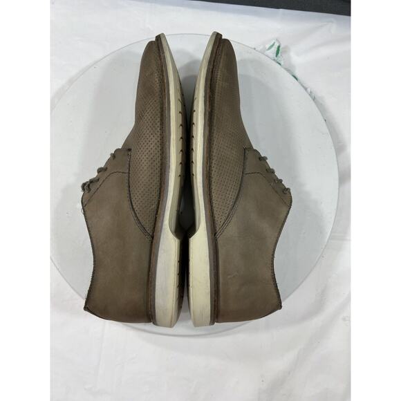 Clarks Atticus Perforated Oxford Shoes Leather Casual Men SZ 11.5 Taupe Lace Up - Picture 9 of 13